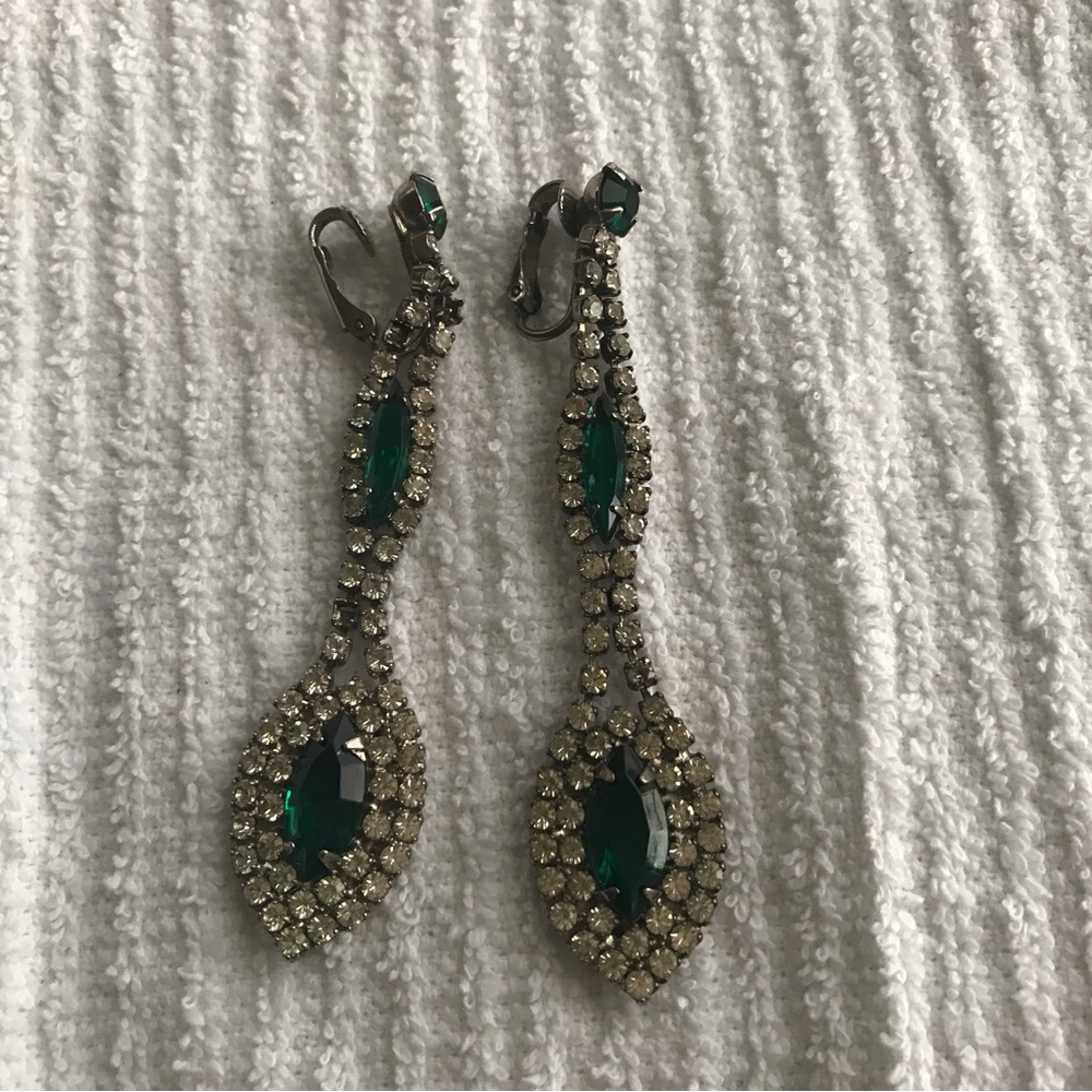 Elegant Green and Gold Drop Earrings